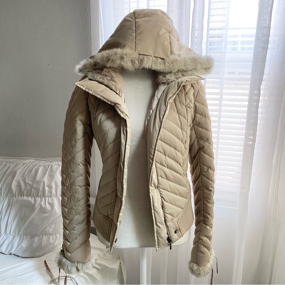 Y2K bebe fur lined corset jacket